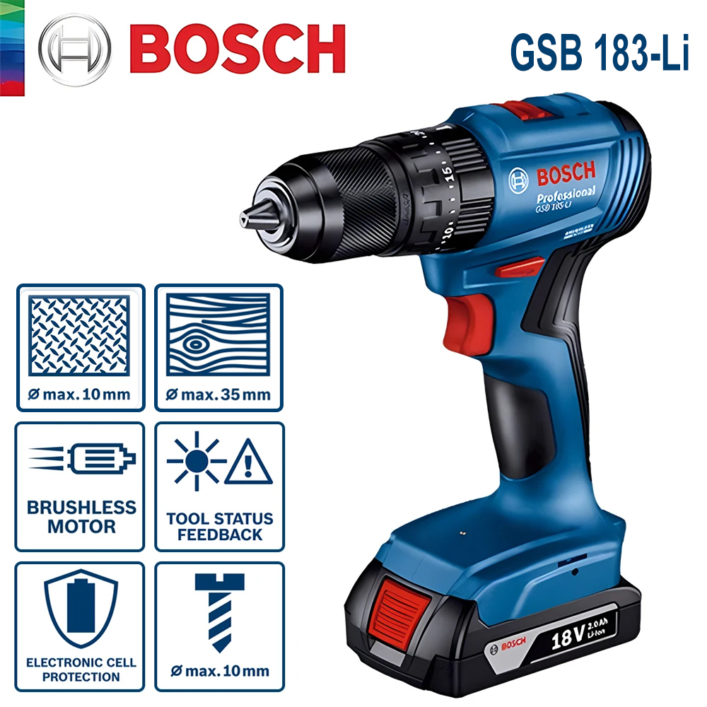 مثقاب كهربائي بوش GSB 183-LI،  - مراجعة Power Drill Cordless وسعره